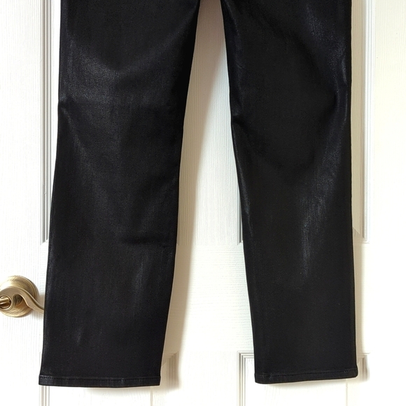 Good American Good Classic High Rise Ankle Cropped Coated Denim Jeans Black 14 - Picture 6 of 14